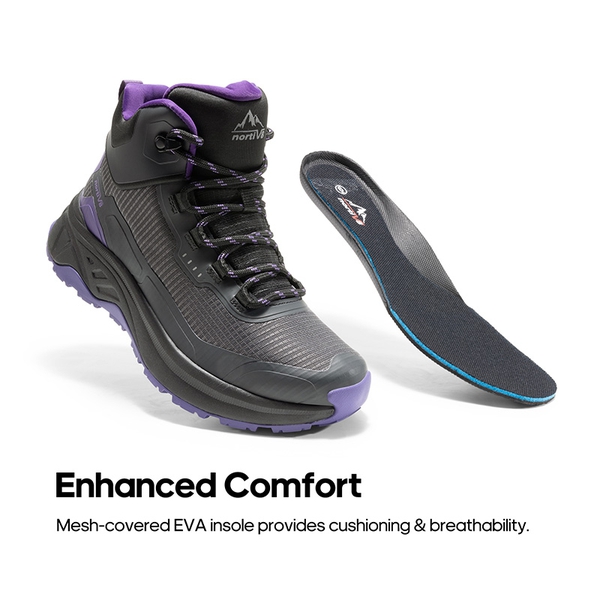Women's Water-Resistant Lightweight Hiking Boots - BLACK/PURPLE - 4